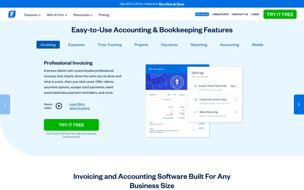 Freshbooks home page