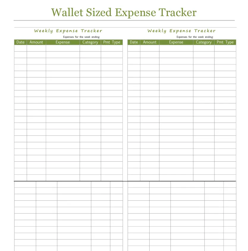 Wallet-sized printable expense tracker by Frugal and Thriving