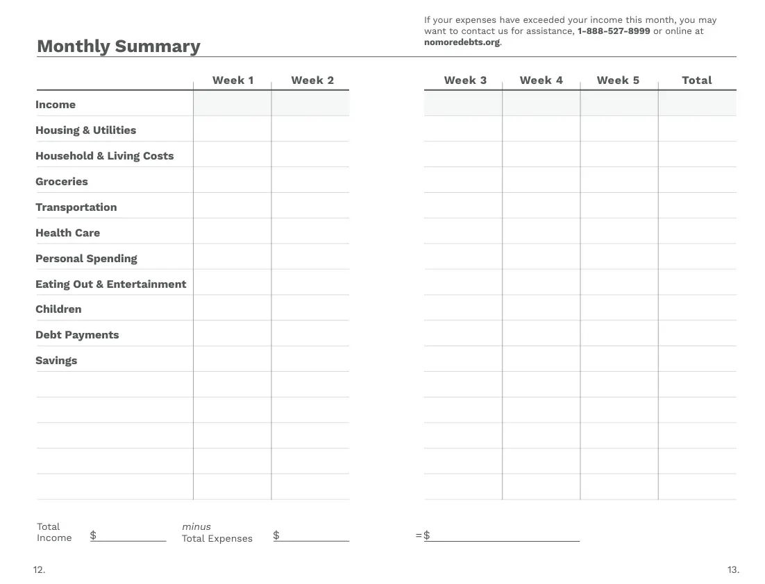 monthly printable expense tracker