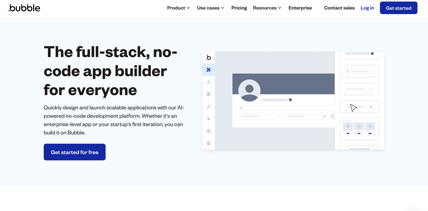 Bubble est un outil full stack pour la création d'applications