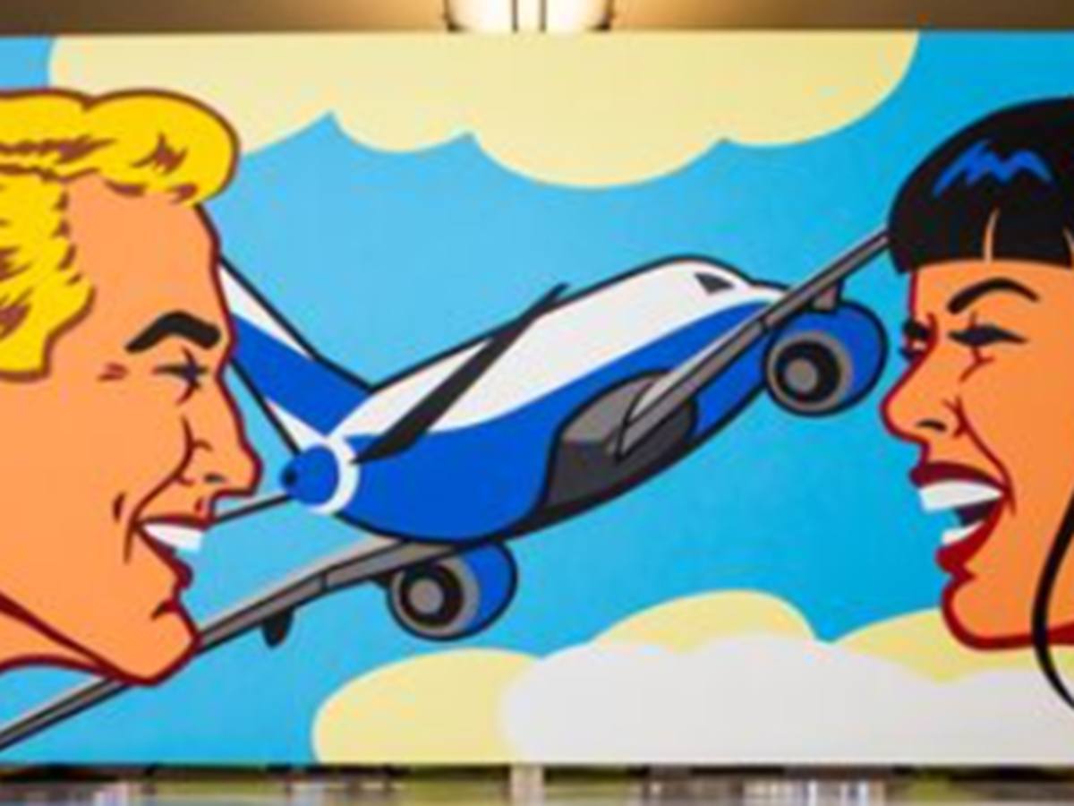 A photo of the Love is in the Air mural.