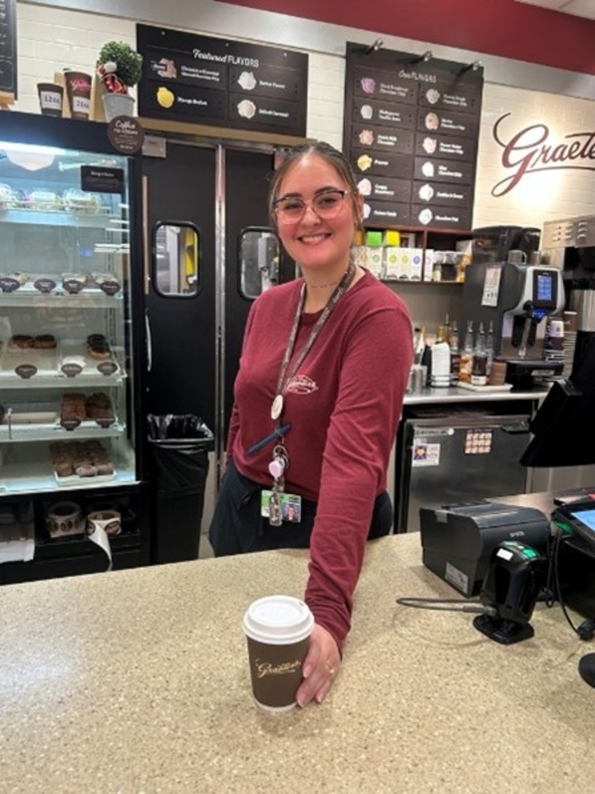 Graeters Employee with Coffee