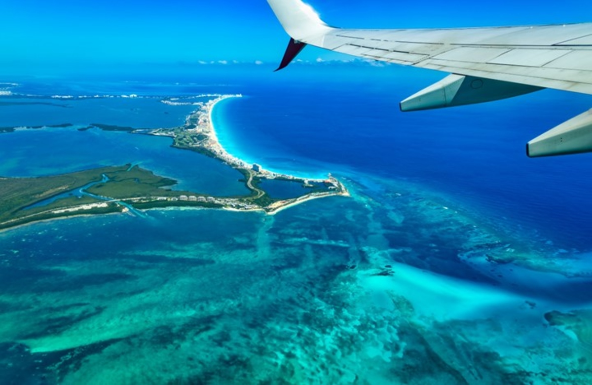 Cancun from Airplane Window