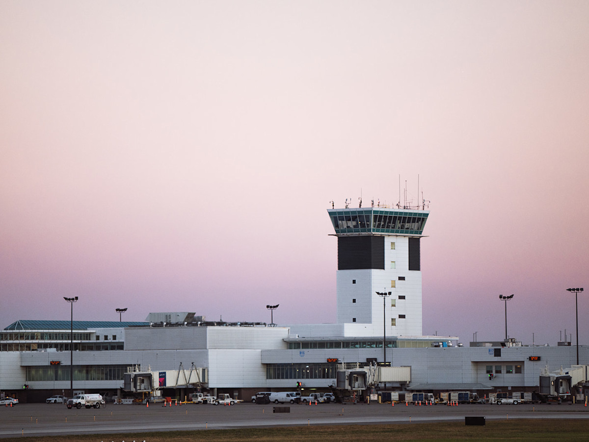 A photo of the outside of CVG Airport.