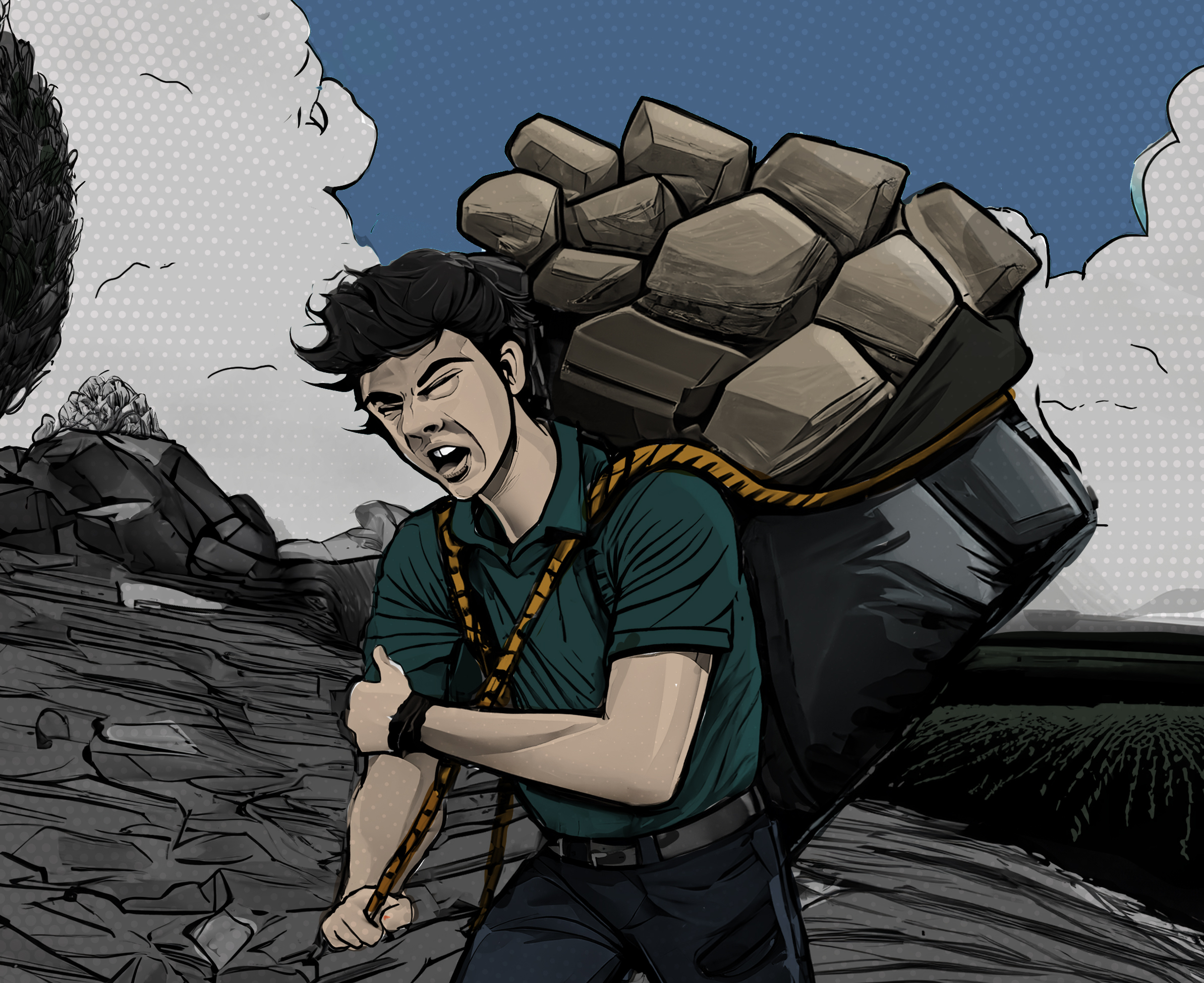 Implementation illustration - carrying rocks