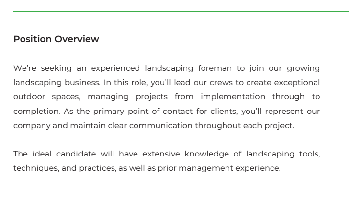Landscape Foreman Job Description Template (+PDF Download) > Image 2 Landscape Foreman Job Description Template (+PDF Download) > Image 2