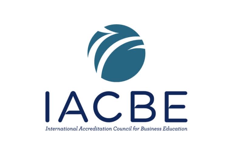 Logo for the International Accreditation Council for Business Education. LEC is accredited by this organization as of 12.15.2021.