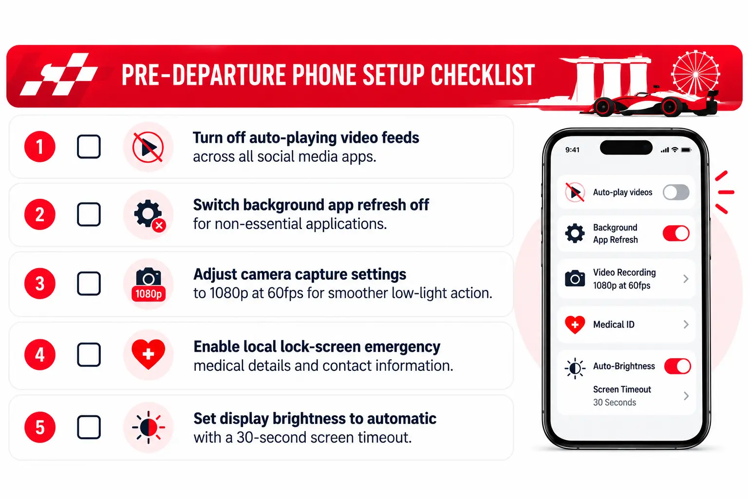 PRE-DEPARTURE PHONE SETUP CHECKLIST