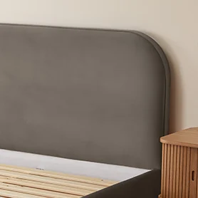 Fara bed frame in charcoal smooth velvet
