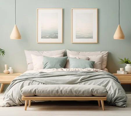 Peaceful bedroom in neutral colours