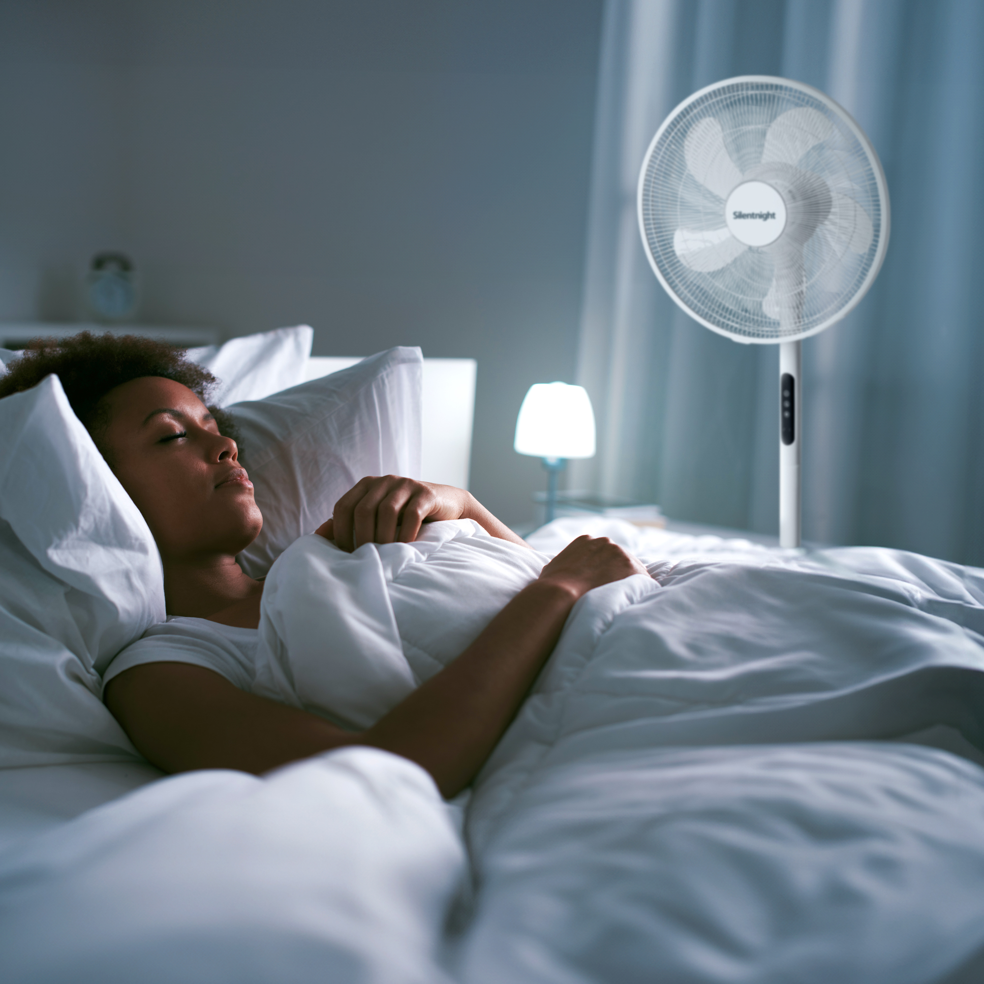 Staying cool with fan in bed