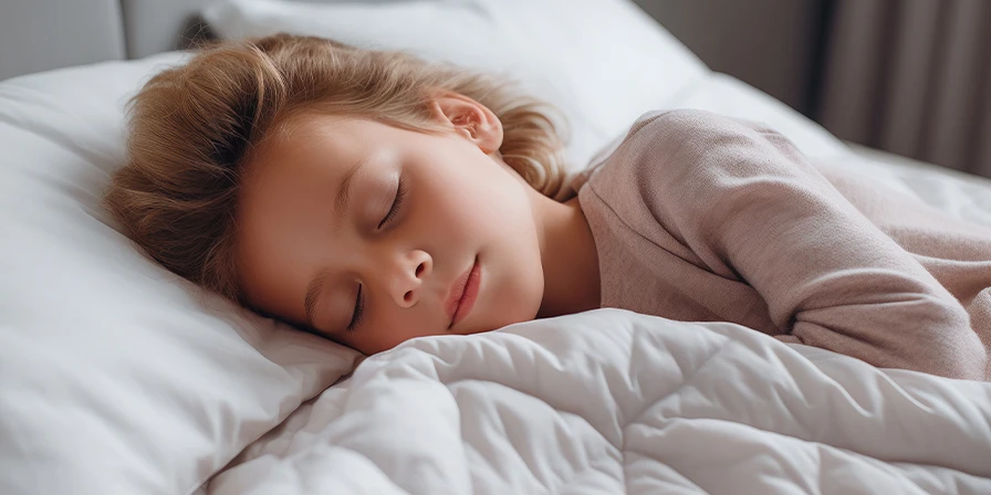 Child sleeping peacefully in bed