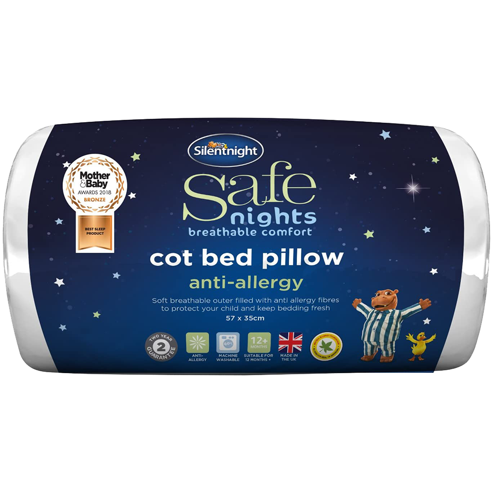 Safe nights breathable comfort cot bed pillow - anti-allergy