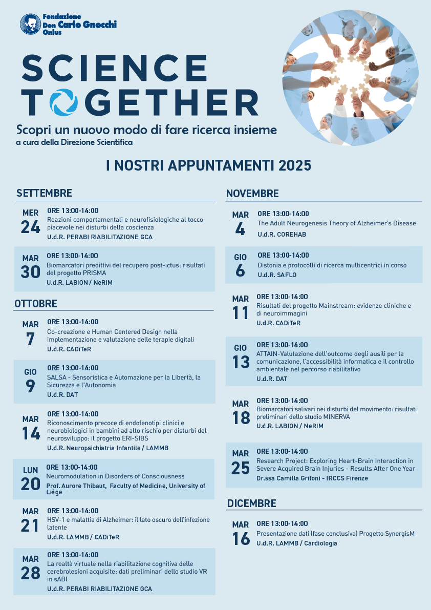 Programma Science Together settembre-dicembre 2025