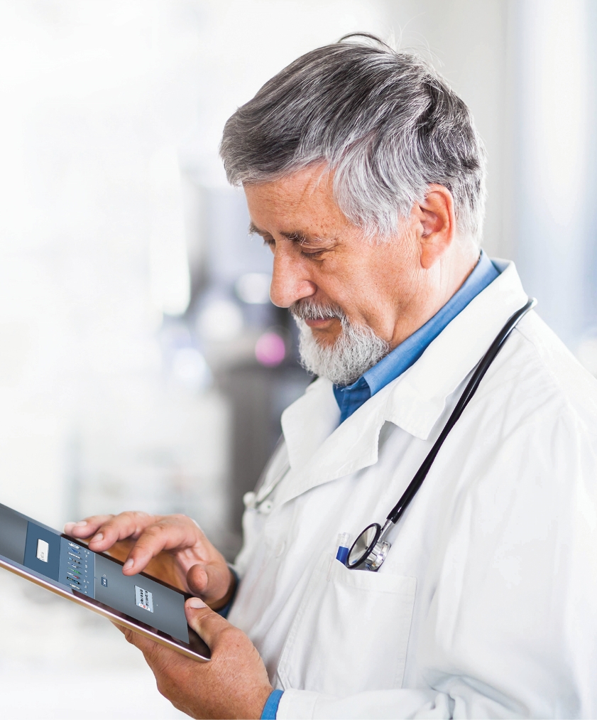 Image of a doctor ordering SYLVANT (siltuximab) on an iPAD.