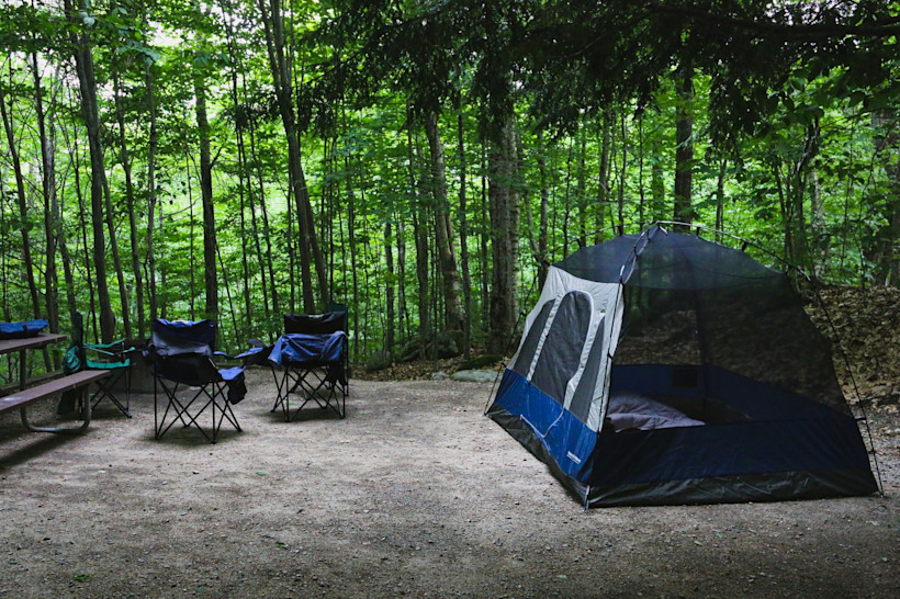 Campsite with picnic table