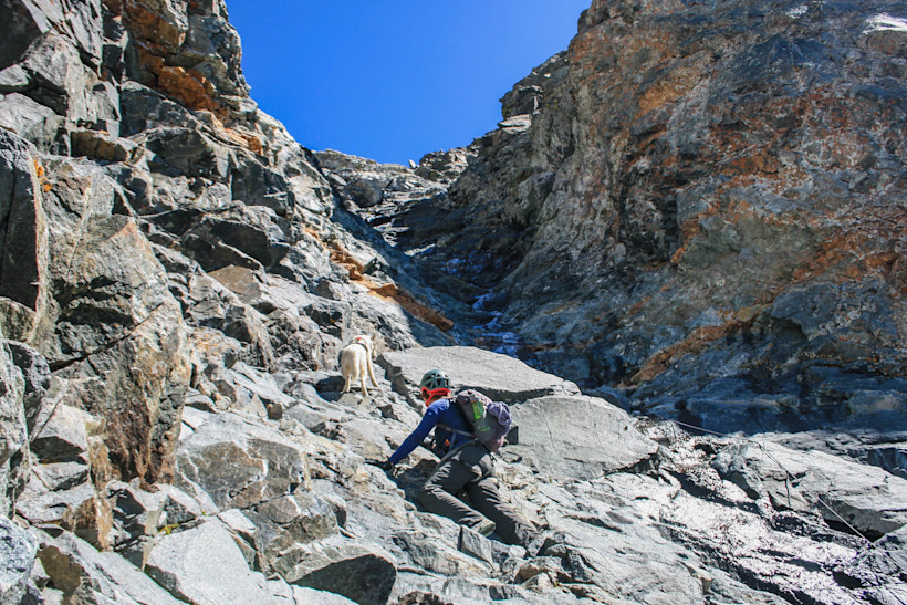 Scrambling up a mountain with the best hiking partner