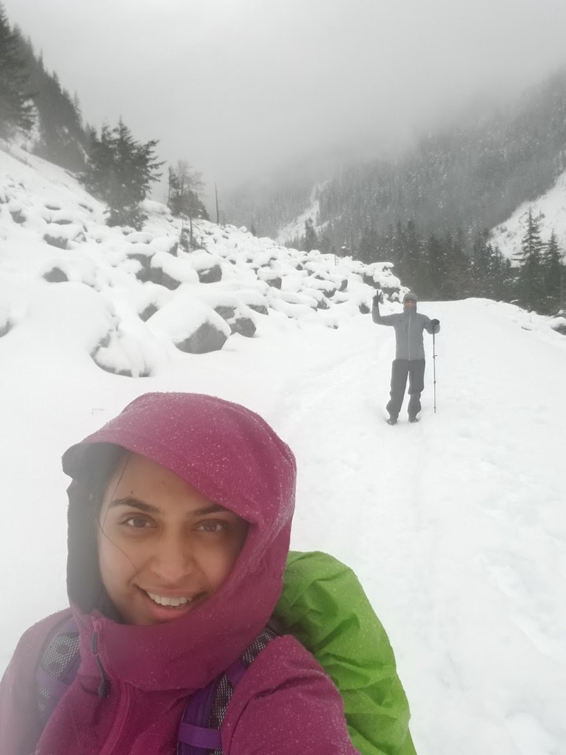 Wet hike jacket hood