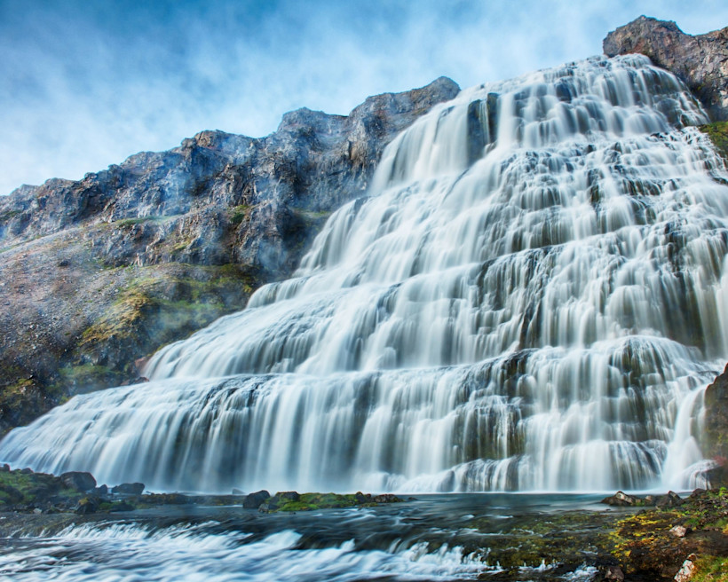 Dynjandi is a unique Icelandic waterfall due to its multiple sections.