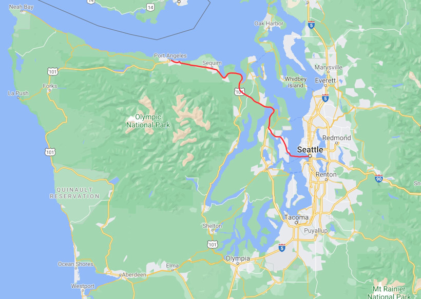 Seattle to Bainbridge Island Ferry, Map of Seattle to Bainbridge Island Ferry