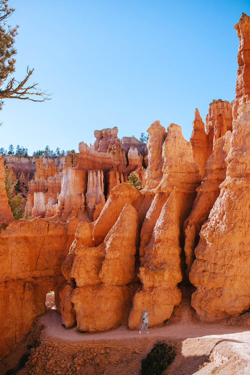 Walking through hoodoos at Bryce Canyon National Park.