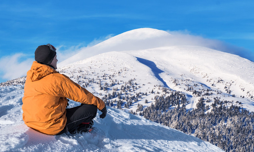 Additional winter hiking gear: backpack, sunglasses, sunscreen, gaiters, traction device, trekking poles, head lamp and a first aid kit.