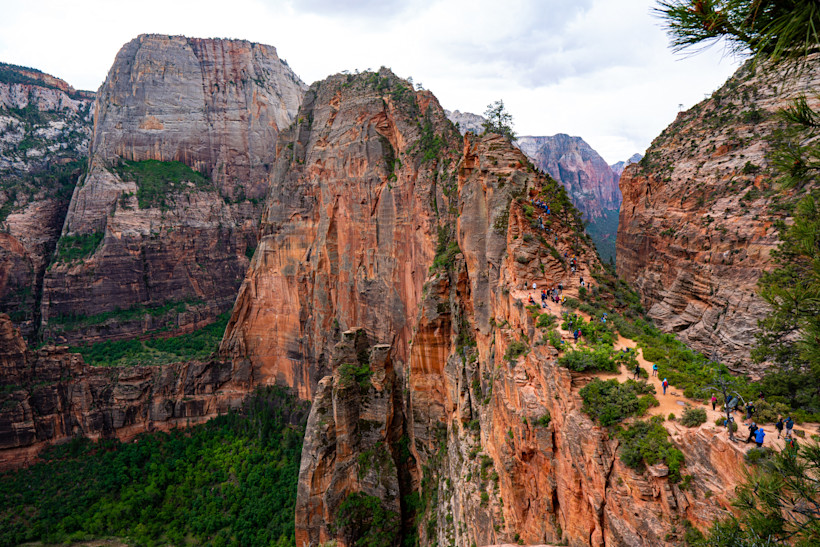 Angels Landing in Zion National Park on a day in May.