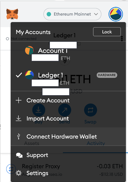 Connect hardware wallet 