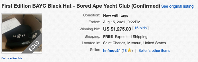 Bored Ape Yacht Club Ebay Sale 