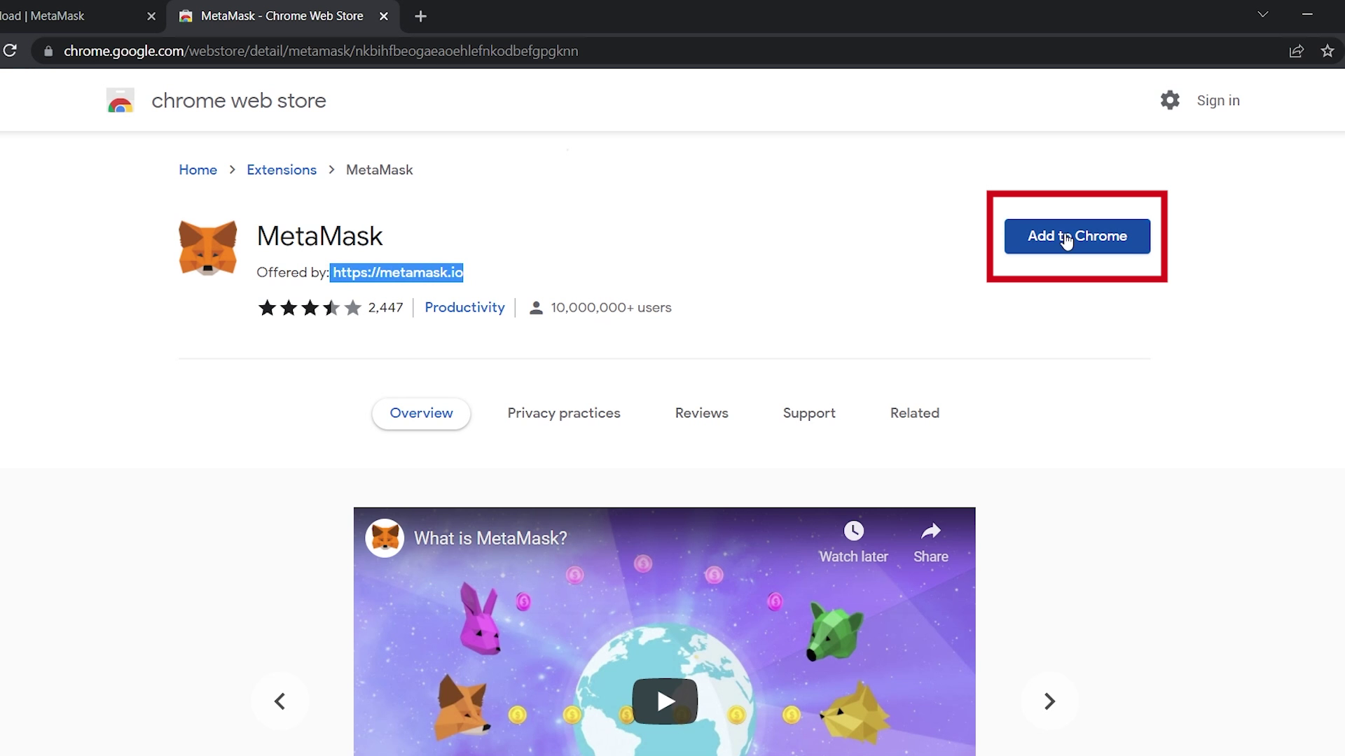 Download MetaMask As Chrome Extension