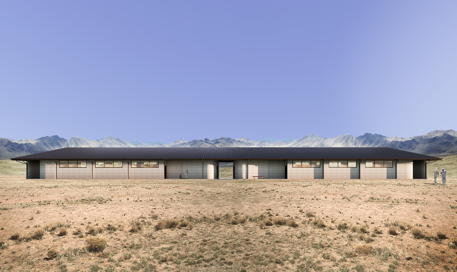 Concept render of 3D-printed barracks at Ft. Bliss 