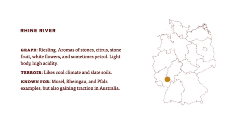 a map of germany where they grow riesling wine near the rhine river