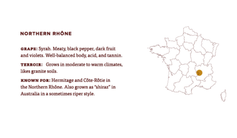 a map showing the northern rhone where they grow syrah