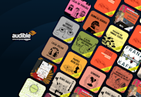 a screenshot of a book covers and Audible logo