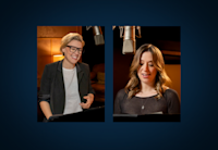 Kate McKinnon and Emily Lynne in the studio as they record “Heads Will Roll: Heir Apparent.”