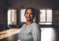 a person smiling at camera
