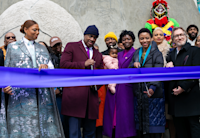 Queen Latifah, Newark Mayor Ras J. Baraka, Architect Nina Cooke John and Audible Founder Don Katz at the ribbon cutting event.