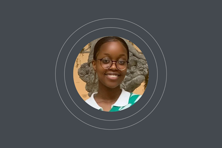 High school intern Mmesoma's photo in the middle of a circle.