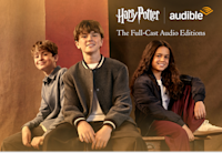A photo of Frankie Treadaway, Max Lester, and Arabella Stanton, the voices of Harry Potter, Ron Weasley, and Hermione Granger in the first three audiobooks of ““Harry Potter: The Full-Cast Audio Editions.”