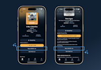 screenshots of phone, showcasing Audible app on iOS