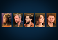 Headshots of Ambika Mod, James McAvoy, Kit Harington, Keira Knightley, and Leo Woodall on a dark background.