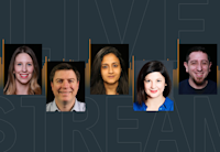 Photos of Audible employees are staggered through a soundwave.