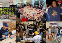 A collage of Audible employees volunteering during Global Impact Week.