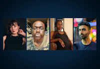 Four portrait photos of people