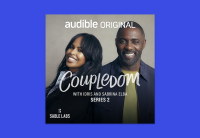 The cover for the Audible Original "Coupledom with Idris and Sabrina Elba Series 2" features the actor and his wife standing side by side, smiling at the camera. 