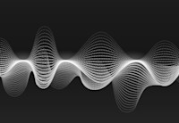White audio soundwaves against a black background