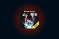 The book cover of "Impact Winter" shows two women facing each other, a post-apocalyptical winter world is set behind them.