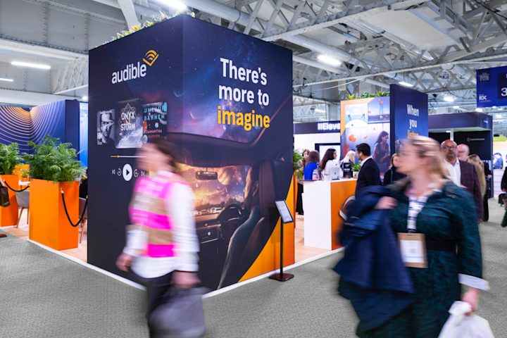A photo of Audible's booth at the London Book Fair.