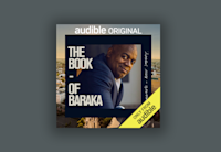 The cover art for "The Book of Baraka" featuring a smiling Ras J. Barka is centered on a dark grey background.