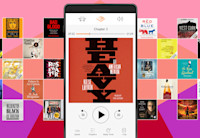 A collage of the "Best of 2018" audiobook covers with the audiobook "Heavy" displayed on a phone in the foreground.